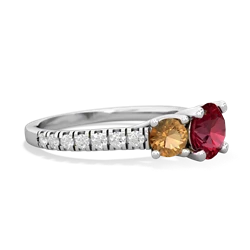 Lab Ruby Pave Trellis 14K White Gold ring R5500