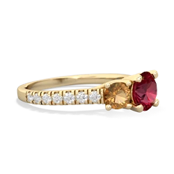 Lab Ruby Pave Trellis 14K Yellow Gold ring R5500