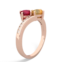 Lab Ruby Channel Set Two Stone 14K Rose Gold ring R5303