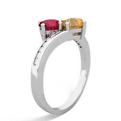 Lab Ruby Channel Set Two Stone 14K White Gold ring R5303