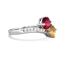 Lab Ruby Channel Set Two Stone 14K White Gold ring R5303