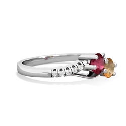 Lab Ruby Infinity Pave Two Stone 14K White Gold ring R5285