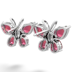 Lab Ruby Butterfly 14K White Gold earrings E2215