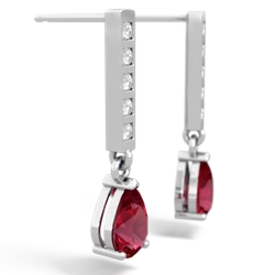 Lab Ruby Art Deco Diamond Drop 14K White Gold earrings E5324