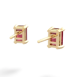 Lab Ruby 6X4mm Emerald-Cut Stud 14K Yellow Gold earrings E1855