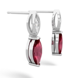 Lab Ruby Marquise Drop 14K White Gold earrings E5333