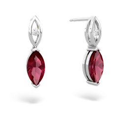 Lab Ruby Marquise Drop 14K White Gold earrings E5333