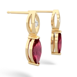 Lab Ruby Marquise Drop 14K Yellow Gold earrings E5333