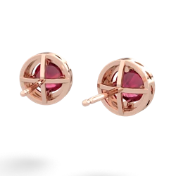 Lab Ruby Halo 14K Rose Gold earrings E5320