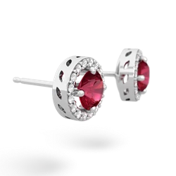 Lab Ruby Halo 14K White Gold earrings E5320