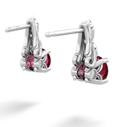 Lab Ruby Antique Elegance 14K White Gold earrings E3100