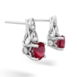 Lab Ruby Antique Elegance 14K White Gold earrings E3100