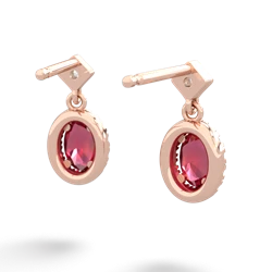 Lab Ruby Antique-Style Halo 14K Rose Gold earrings E5720