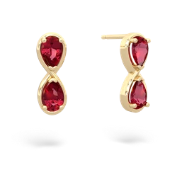 Lab Ruby Infinity 14K Yellow Gold earrings E5050