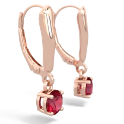 Lab Ruby 5Mm Round Lever Back 14K Rose Gold earrings E2785