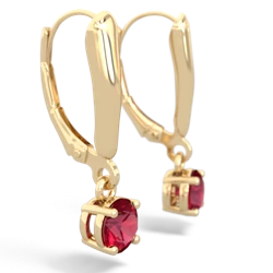 Lab Ruby 5Mm Round Lever Back 14K Yellow Gold earrings E2785