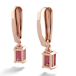 Lab Ruby 6X4mm Emerald-Cut Lever Back 14K Rose Gold earrings E2855