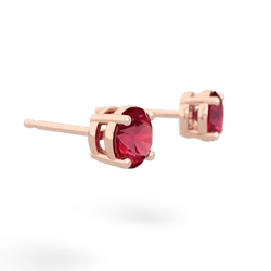 Lab Ruby 5Mm Round Stud 14K Rose Gold earrings E1785