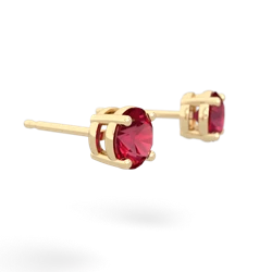 Lab Ruby 5Mm Round Stud 14K Yellow Gold earrings E1785