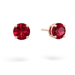 Lab Ruby 6Mm Round Stud 14K Rose Gold earrings E1786