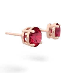 Lab Ruby 6Mm Round Stud 14K Rose Gold earrings E1786