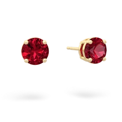 Lab Ruby 6Mm Round Stud 14K Yellow Gold earrings E1786