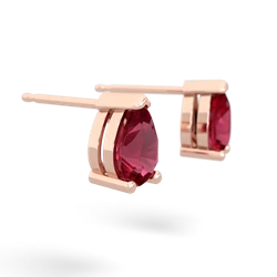 Lab Ruby Teardrop Stud 14K Rose Gold earrings E1793