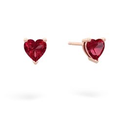 Lab Ruby 5Mm Heart Stud 14K Rose Gold earrings E1861