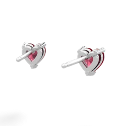 Lab Ruby 5Mm Heart Stud 14K White Gold earrings E1861