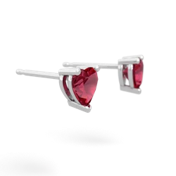 Lab Ruby 5Mm Heart Stud 14K White Gold earrings E1861