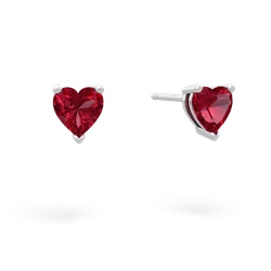 Lab Ruby 5Mm Heart Stud 14K White Gold earrings E1861