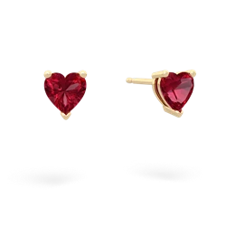 Lab Ruby 5Mm Heart Stud 14K Yellow Gold earrings E1861