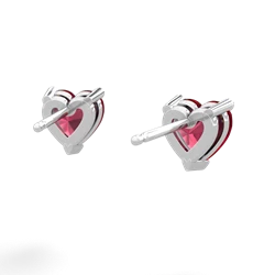 Lab Ruby 6Mm Heart Stud 14K White Gold earrings E1862