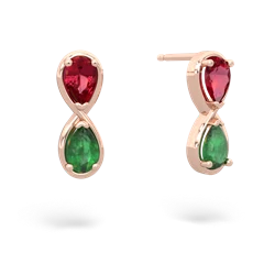 Lab Ruby Infinity 14K Rose Gold earrings E5050