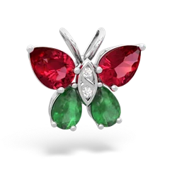 Lab Ruby Butterfly 14K White Gold pendant P2215