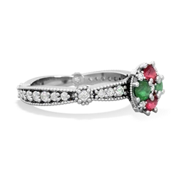 Lab Ruby Sparkling Tiara Cluster 14K White Gold ring R26293RD