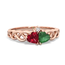 Lab Ruby Heart To Heart Braid 14K Rose Gold ring R5870