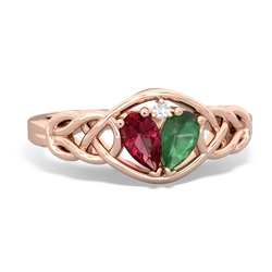 Lab Ruby Celtic Love Knot 14K Rose Gold ring R5420