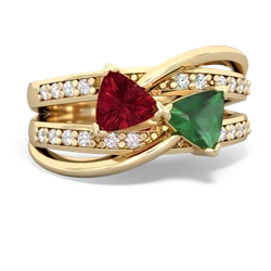 Lab Ruby Bowtie 14K Yellow Gold ring R2360