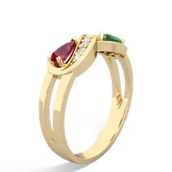 Lab Ruby Diamond Infinity 14K Yellow Gold ring R5390