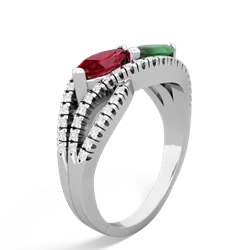 Lab Ruby Diamond Rivers 14K White Gold ring R3070