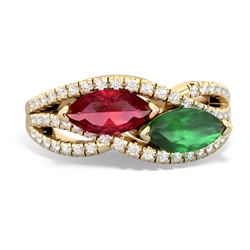 Lab Ruby Diamond Rivers 14K Yellow Gold ring R3070