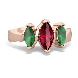 Lab Ruby Three Peeks 14K Rose Gold ring R2433