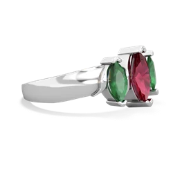 Lab Ruby Three Peeks 14K White Gold ring R2433