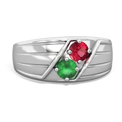 Lab Ruby Men's Streamline 14K White Gold ring R0460