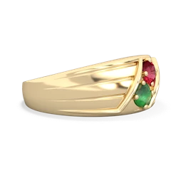 Lab Ruby Men's Streamline 14K Yellow Gold ring R0460