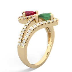 Lab Ruby Diamond Dazzler 14K Yellow Gold ring R3000