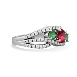 Lab Ruby Three Stone Aurora 14K White Gold ring R3080