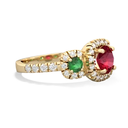 Lab Ruby Regal Halo 14K Yellow Gold ring R5350