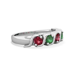 Lab Ruby Anniversary Band 14K White Gold ring R2089